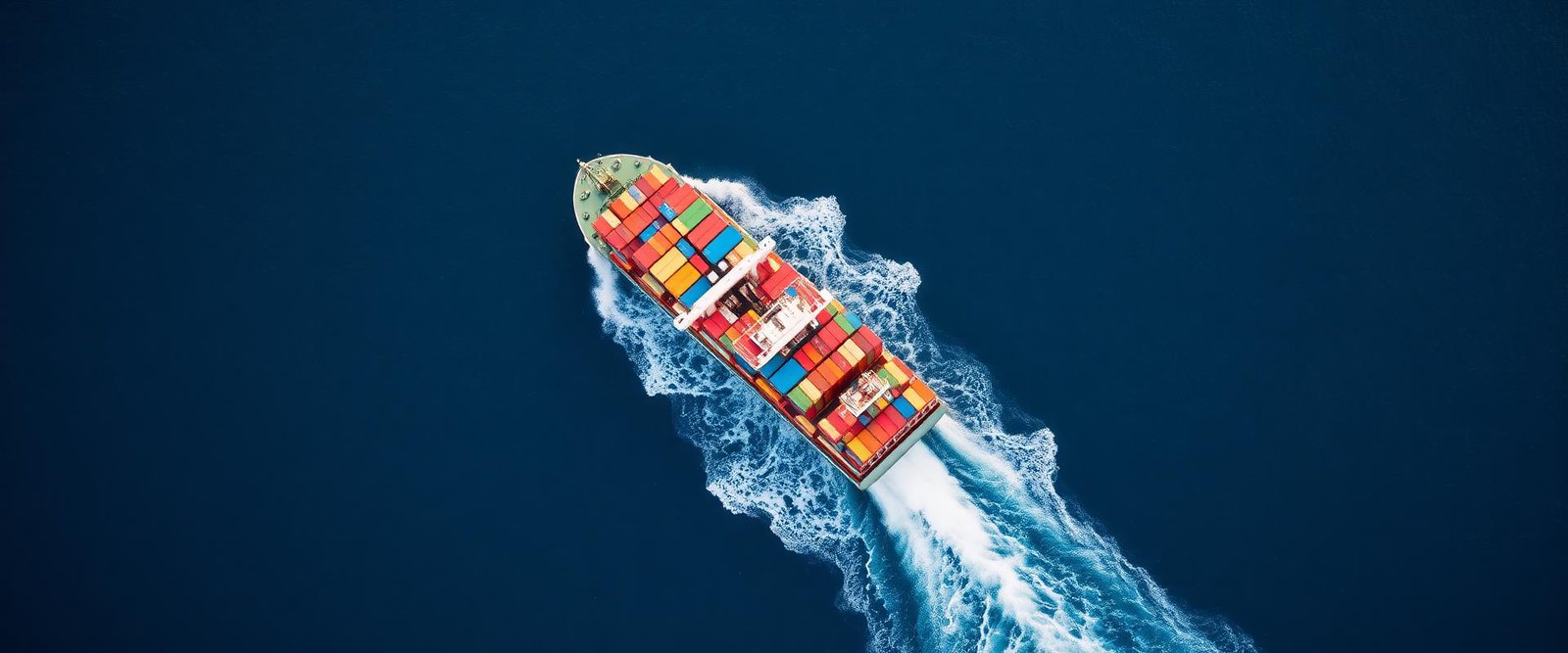 Container ship aerial view